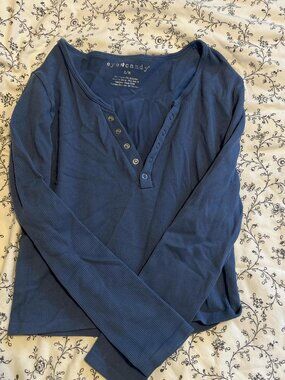 Eye Candy navy blue long sleeve top with button...